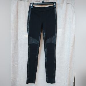 BCBGMaxAzria Black Leggings with Leather Details